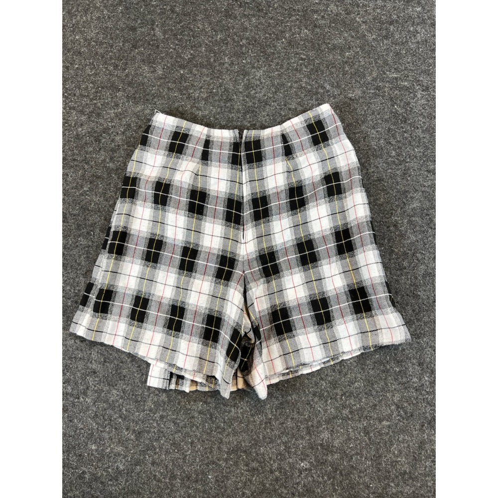 Vintage 90s Kathy Ireland Plaid Skort Black White Buckle Pleated Mini Size 7/8